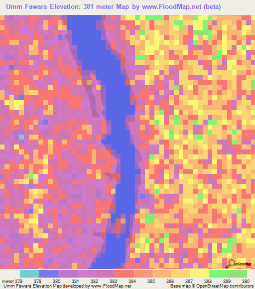 Umm Fawara,Sudan Elevation Map