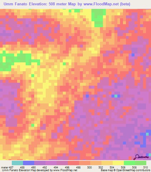 Umm Fanato,Sudan Elevation Map