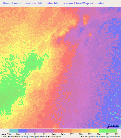 Umm Ereida,Sudan Elevation Map
