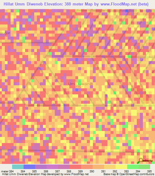 Hillat Umm Diweneb,Sudan Elevation Map