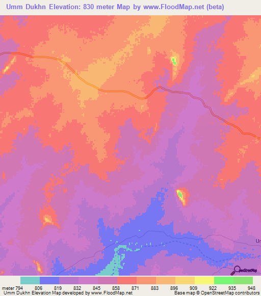 Umm Dukhn,Sudan Elevation Map