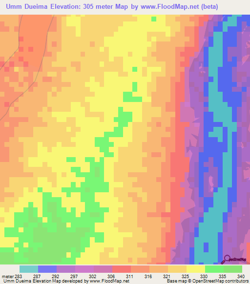 Umm Dueima,Sudan Elevation Map