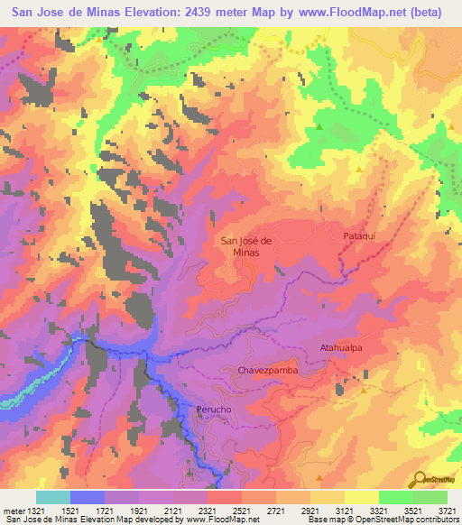 San Jose de Minas,Ecuador Elevation Map