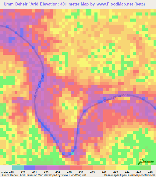 Umm Deheir `Arid,Sudan Elevation Map