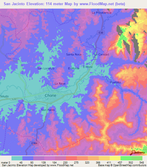 San Jacinto,Ecuador Elevation Map