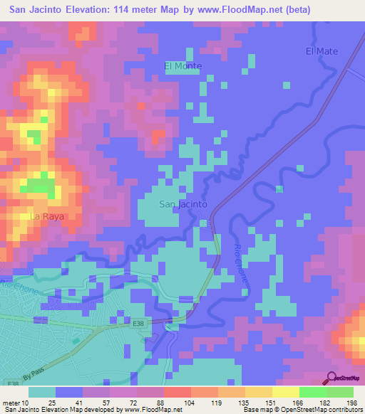 San Jacinto,Ecuador Elevation Map