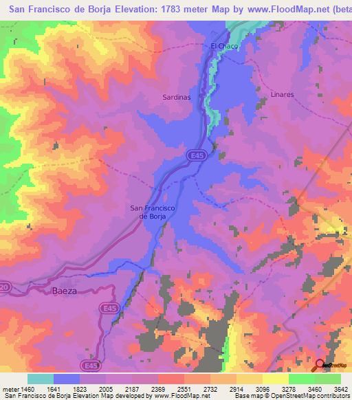 San Francisco de Borja,Ecuador Elevation Map