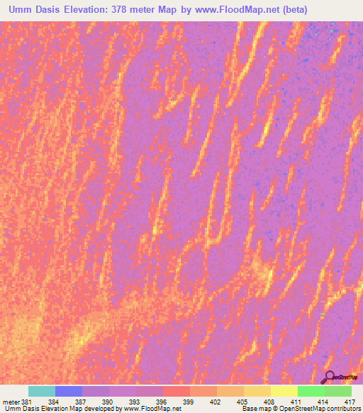 Umm Dasis,Sudan Elevation Map