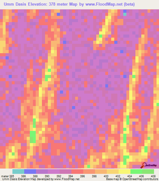 Umm Dasis,Sudan Elevation Map