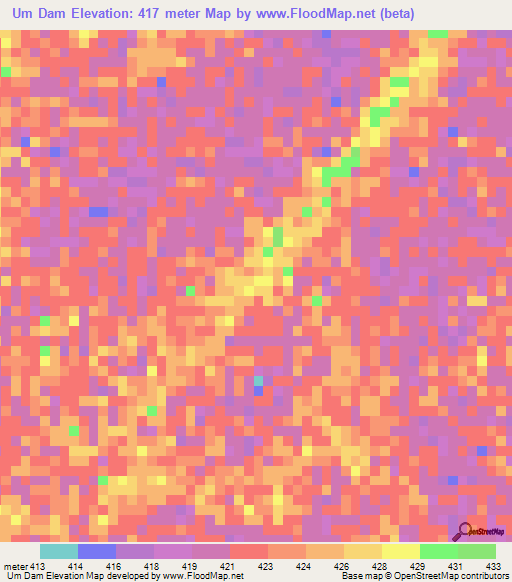 Um Dam,Sudan Elevation Map