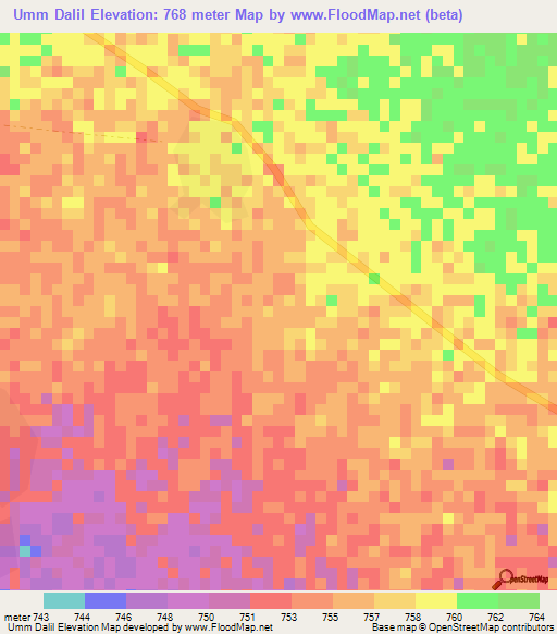 Umm Dalil,Sudan Elevation Map