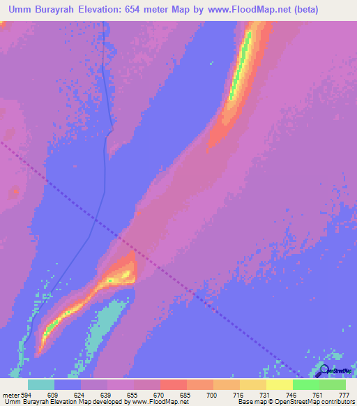 Umm Burayrah,Sudan Elevation Map