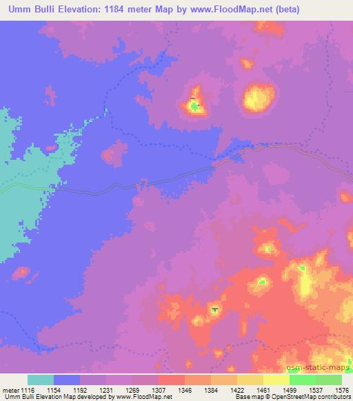 Umm Bulli,Sudan Elevation Map