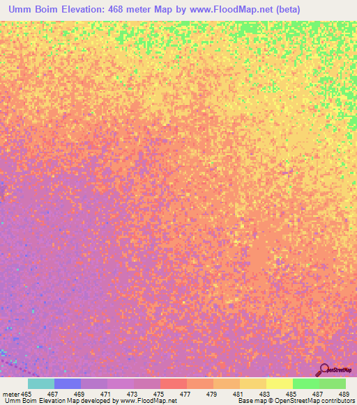 Umm Boim,Sudan Elevation Map