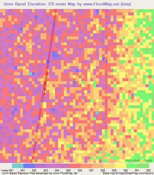 Umm Barad,Sudan Elevation Map