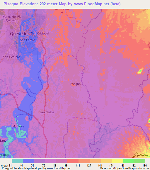 Pisagua,Ecuador Elevation Map