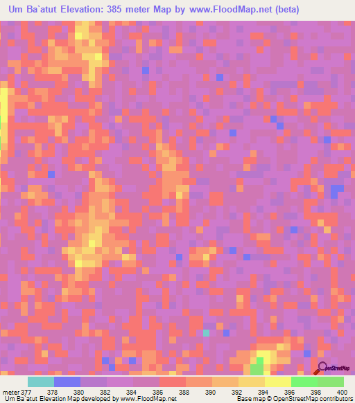 Um Ba`atut,Sudan Elevation Map