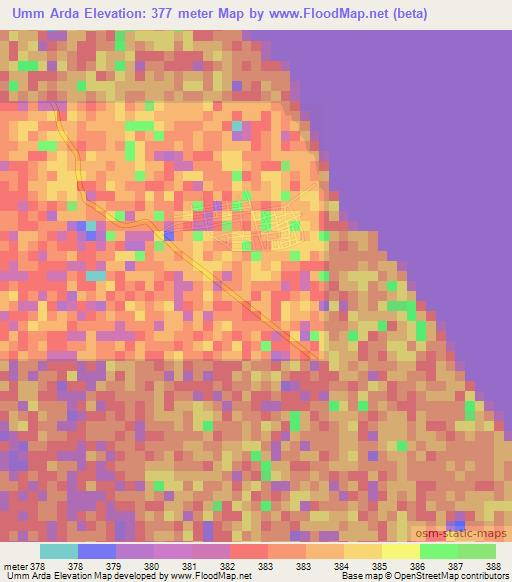 Umm Arda,Sudan Elevation Map