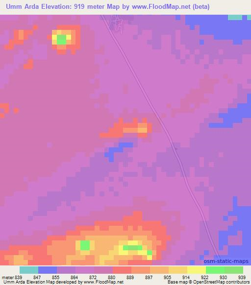 Umm Arda,Sudan Elevation Map
