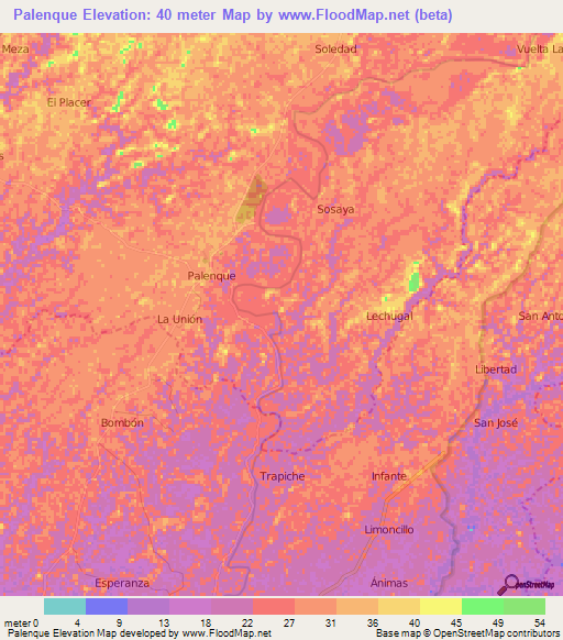 Palenque,Ecuador Elevation Map