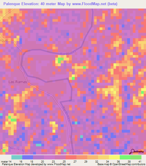 Palenque,Ecuador Elevation Map