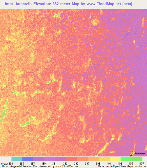 Umm `Angareib,Sudan Elevation Map