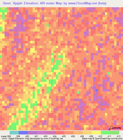 Umm `Ajajah,Sudan Elevation Map