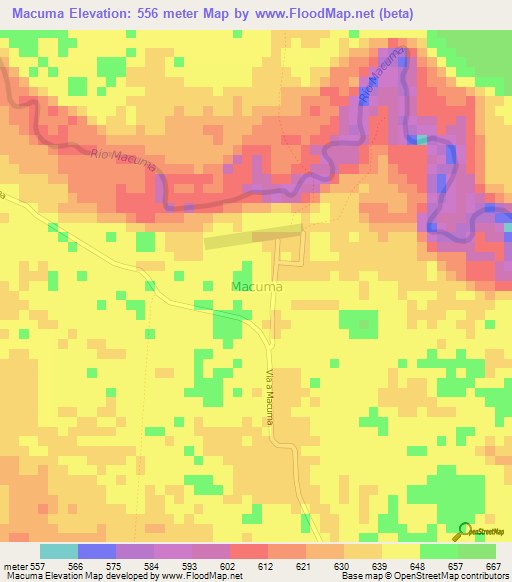 Macuma,Ecuador Elevation Map