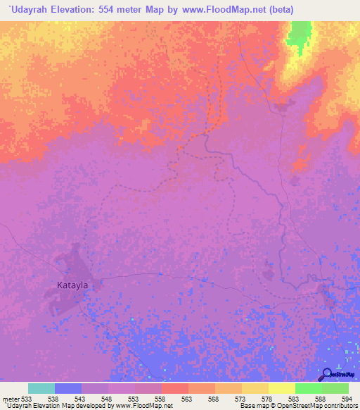 `Udayrah,Sudan Elevation Map