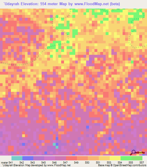 `Udayrah,Sudan Elevation Map