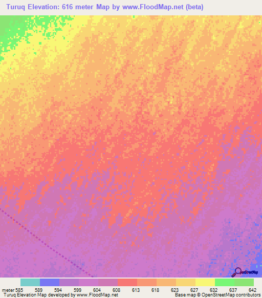 Turuq,Sudan Elevation Map