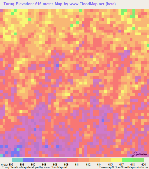 Turuq,Sudan Elevation Map
