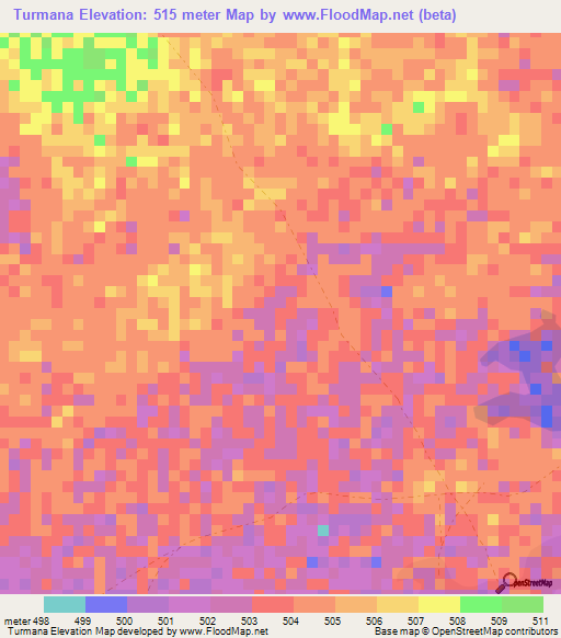 Turmana,Sudan Elevation Map