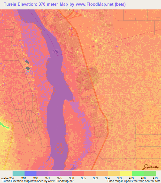 Tureia,Sudan Elevation Map