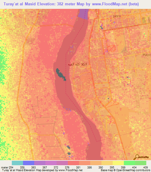Turay`at al Masid,Sudan Elevation Map