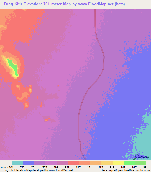 Tung Kitir,Sudan Elevation Map