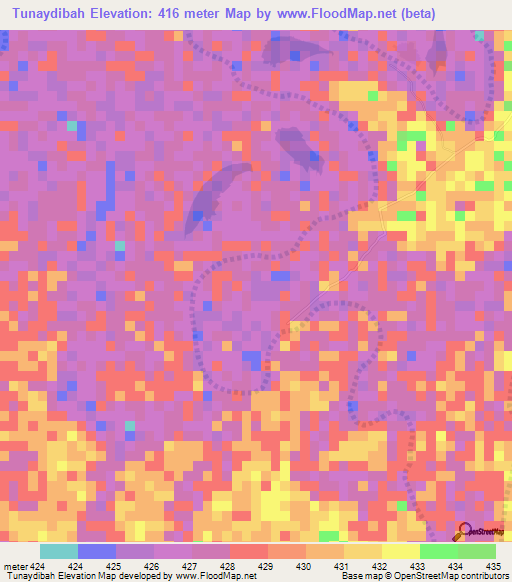 Tunaydibah,Sudan Elevation Map