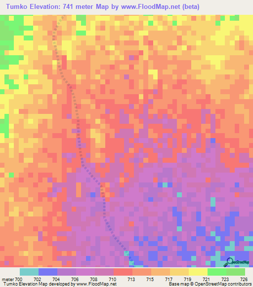 Tumko,Sudan Elevation Map