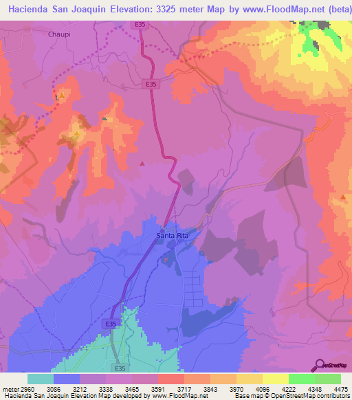Hacienda San Joaquin,Ecuador Elevation Map
