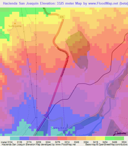 Hacienda San Joaquin,Ecuador Elevation Map