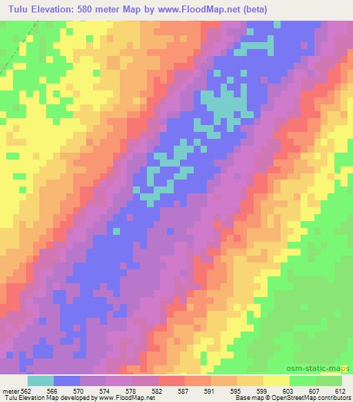 Tulu,Sudan Elevation Map