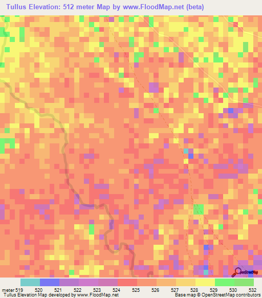 Tullus,Sudan Elevation Map