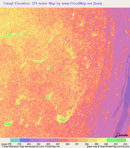 Tukayl,Sudan Elevation Map