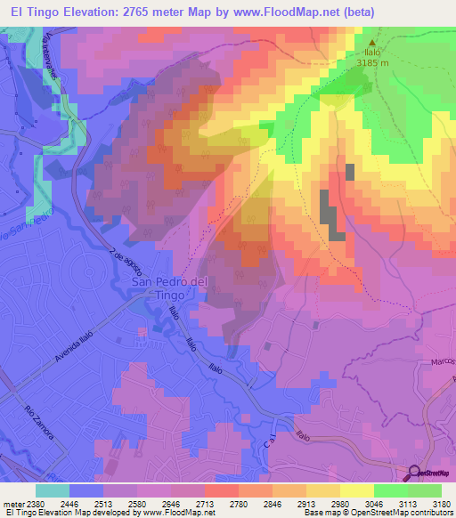 El Tingo,Ecuador Elevation Map