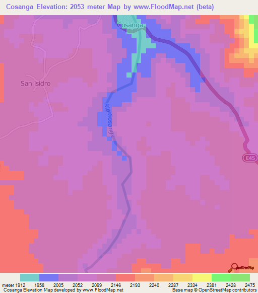 Cosanga,Ecuador Elevation Map