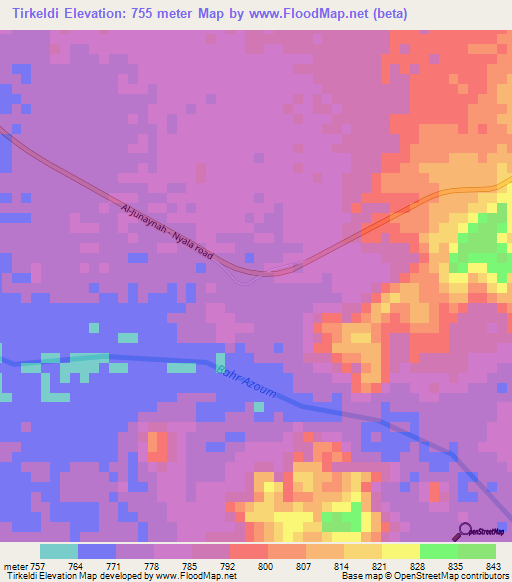 Tirkeldi,Sudan Elevation Map