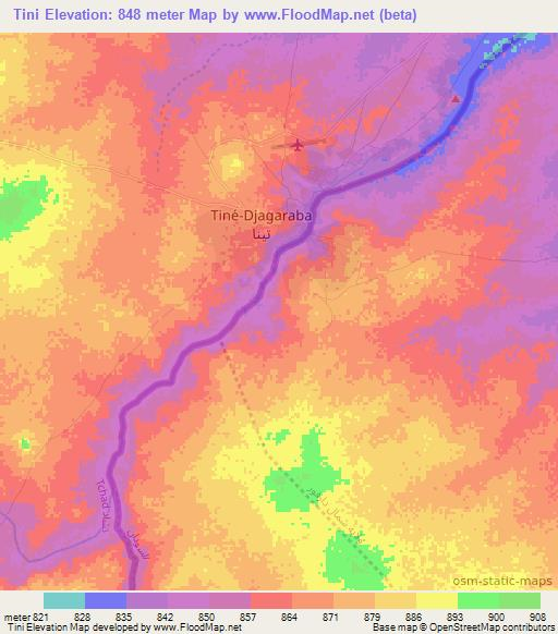 Tini,Sudan Elevation Map