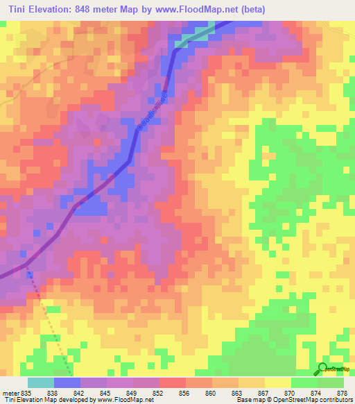Tini,Sudan Elevation Map
