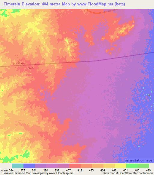 Timerein,Sudan Elevation Map
