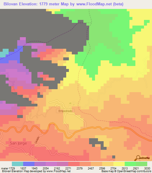 Bilovan,Ecuador Elevation Map
